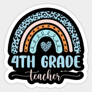 4th Grade Teacher Leopard  First Day Of School Sticker